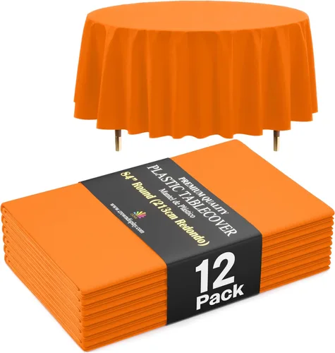Miniatura 47 de Exquisite 66% Thicker Premium Aqua Round Tablecloth 0.5 Mil 6 Pack Plastic Table Cloth Disposable 84 Inch Round Plastic Tablecloth Won't Tear Easily