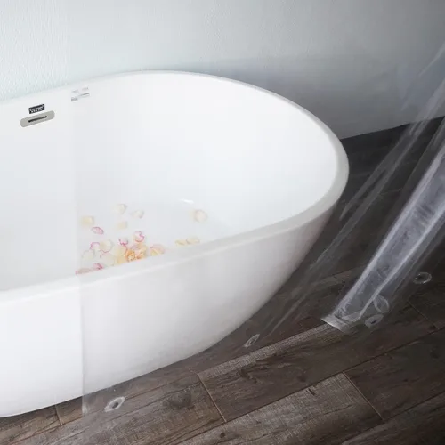 Miniatura 3 de AooHome Cortina de ducha corta transparente de 72 pulgadas de ancho x 60 pulgadas de alto, cortina de división de plástico PEVA con ganchos, ojales