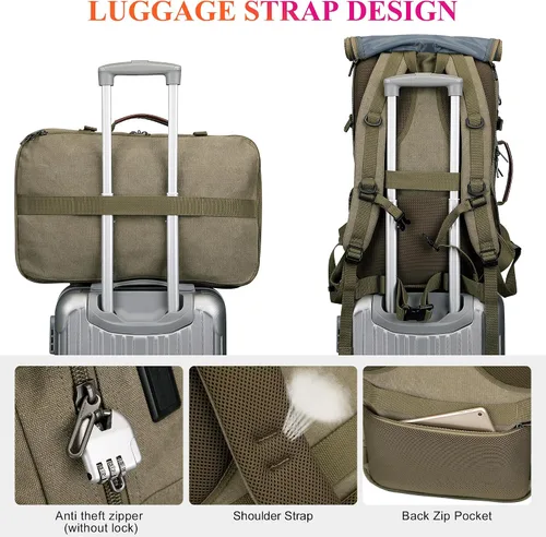 Miniatura 5 de WITZMAN Mochila de Viaje para Hombres 40L Grande Equipaje de Mano Aprobado por Aerolíneas Convertible 3 en 1 Bolsas para Laptop Caben 17 pulgadas