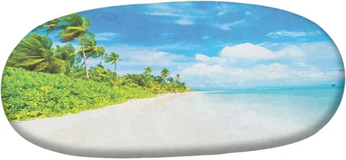 Miniatura 3 de XISUNYA Mantel ovalado ajustable de poliéster con bordes elásticos en el océano, estampado de paisaje tropical, playa, cielo y mar, se adapta a