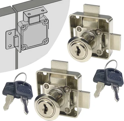 Miniatura 7 de Cerradura de puerta doble para gabinete, cerradura de cajón de gabinete [con llave igual] Cerradura de puerta de doble pestillo