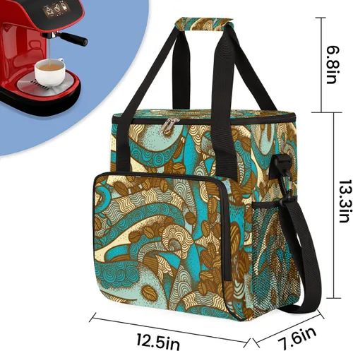 Miniatura 2 de Bolsa de café vintage bohemia para café, bolsa de transporte de viaje, bolsa de almacenamiento compatible con Keurig K-Mini o Plus, portátil