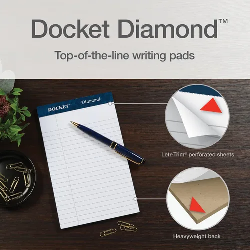 Miniatura 9 de Tops Docket Diamond - Tableta de papelería prémium 100% reciclada, 5 x 8 pulgadas, perforada, blanca, regla estrecha, 50 hojas por bloc, 4
