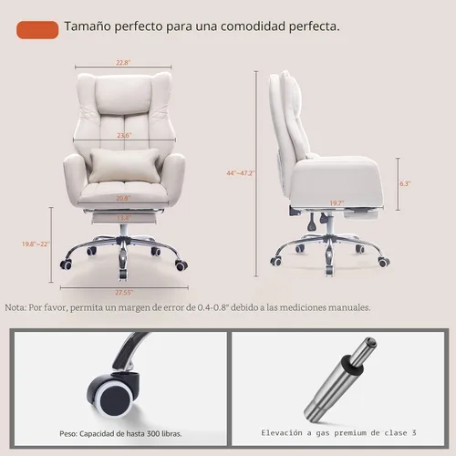 Miniatura 2 de Silla de oficina con respaldo alto cruzado con reposapiés, silla de escritorio ergonómica con patas cruzadas con reposabrazos abatible, acogedora