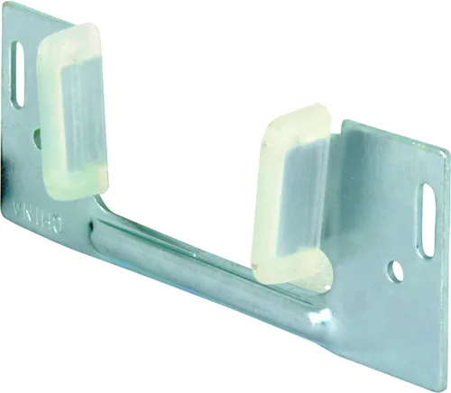 Prime-Line N 6566 - Guía inferior para puerta corrediza de bolsillo, 1-3/8 pulgadas x 1-1/4 pulgadas, acero con guías de plástico (paquete