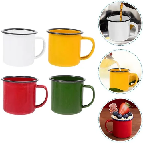 Miniatura 8 de YARNOW 4 tazas de café, taza de café de viaje esmaltada para reuniones familiares, picnics, barbacoas y más
