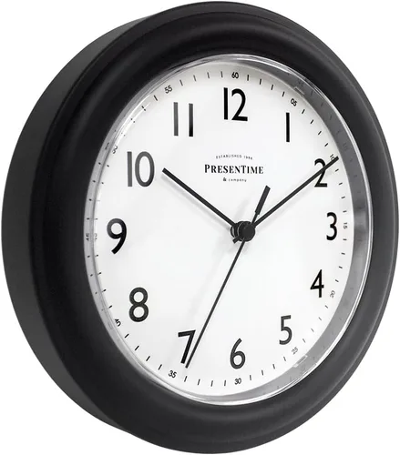 Miniatura 4 de PresenTime & Co. Reloj de pared moderno de 8.5 pulgadas, silencioso, sin tictac, color negro.
