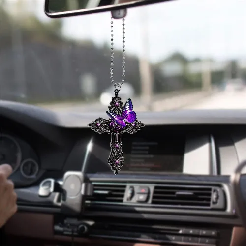 Miniatura 5 de Adorno colgante de coche de águila americana, cruz cristiana para espejos retrovisores interiores, colgante automotriz, adorno religioso