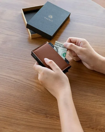 Miniatura 54 de VULKIT Tarjetero RFID Bloqueo de Cuero Automático Pop Up Cartera Aluminio Slim Pocket Tarjeta de Visita