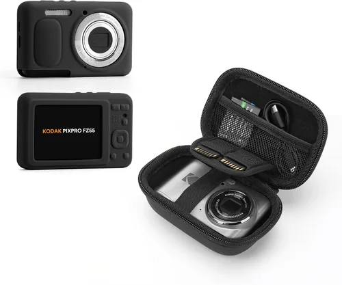 SQERO KODAK PIXPRO FZ55 - Juego de cámara rígida + funda de silicona suave, diseño protector de lente, almacenamiento de tarjeta SD de viaje, bolsa