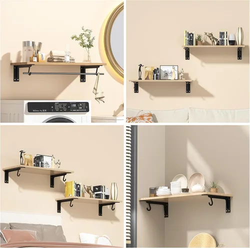 Miniatura 7 de Soportes para barra de armario, soporte resistente de 400 libras, soportes de estante de armario con soporte para barra para armario, baño y cocina