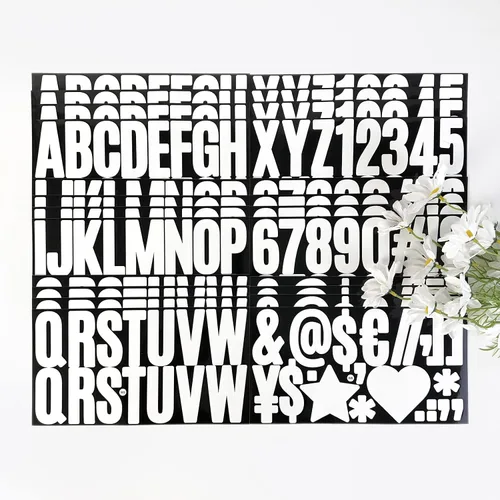Miniatura 7 de 400 calcomanías de letras grandes de 2.5 pulgadas, 24 hojas, calcomanías autoadhesivas con números del alfabeto blanco para tablones de anuncios