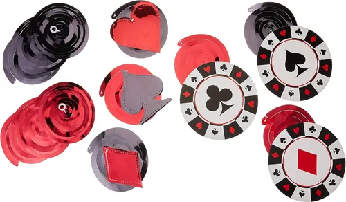 Miniatura 9 de Decoraciones de remolinos colgantes para fiestas occidentales, 5 y 7 pulgadas (paquete de 12) – Remolino rojo y azul con recortes de vaquero