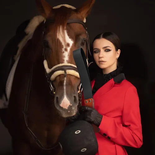 Miniatura 5 de Fusta de Cuero con Mango de Madera Antideslizante, Fusta de Equitación para Caballos, Fusta Ecuestre de 19'' Negro