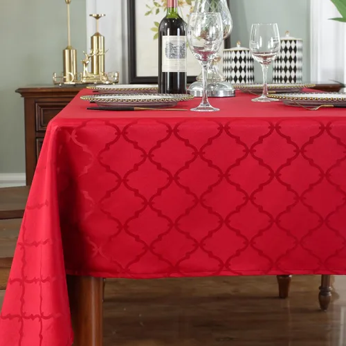 Miniatura 11 de Mantel Sastybale antiarrugas y resistente a las manchas, de tela, rectangular, para mesa de comedor o decoración de fiesta, cubierta de trapo