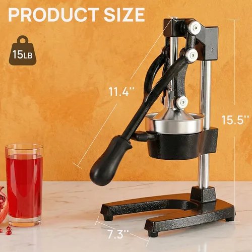 Miniatura 7 de Exprimidor de cítricos de hierro fundido de cocina, exprimidor manual de naranja, exprimidor de encimera resistente para limón, naranja, fácil