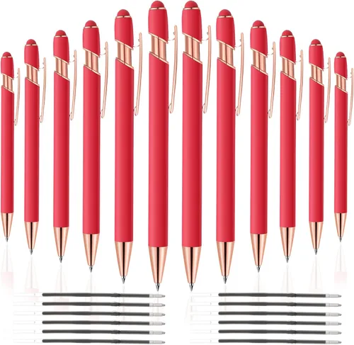 Miniatura 24 de 12 PCS Bolígrafos 2 en 1 con Punta Stylus, Bolígrafo de Metal con Tinta Negra de 1.0 mm, Stylus para Pantallas Táctiles (Oro Rosa y Azul Claro)