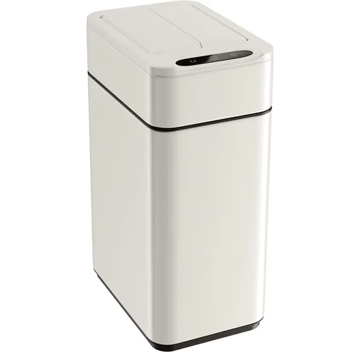 hOmeLabs Bote de basura con sensor sin contacto de 2.4 galones, tapa de mariposa retráctil automática, baterías incluidas, ahorro de espacio, fácil