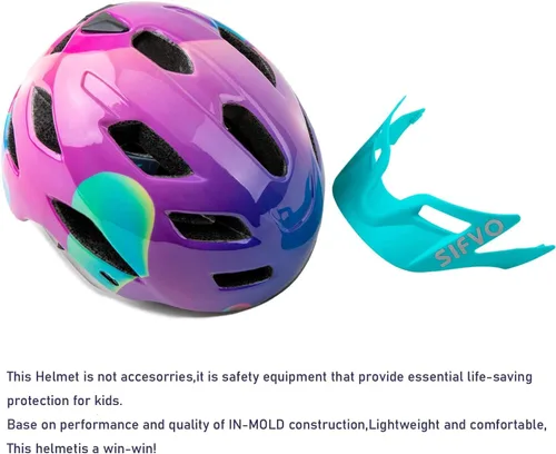 Miniatura 6 de SIFVO - Casco de bicicleta para niños y niñas, casco de bicicleta con visera genial para niños de 5 a 14 años, casco de bicicleta para niños, casco