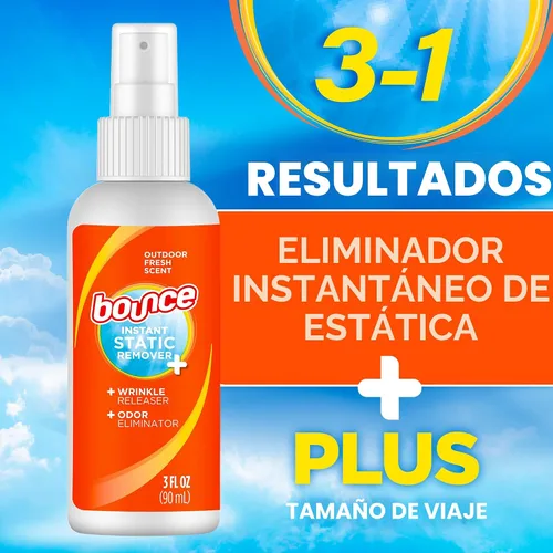 Miniatura 5 de Bounce Spray antiestático, 3 en 1 spray antiestático instantáneo y liberación instantánea de arrugas, eliminador de olores y refrescante de tela