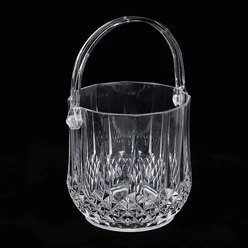 Miniatura 8 de Cubo de hielo de plástico, cubo de hielo acrílico transparente de 1.8 L con asa de transporte, enfriador de bebidas de vino champán para familias