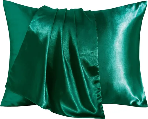 Miniatura 9 de BEDSUM Paquete de 2 fundas de almohada de satén de seda para niños pequeños, fundas de almohada sedosas de lujo con cierre de sobre para bebés, Rosa