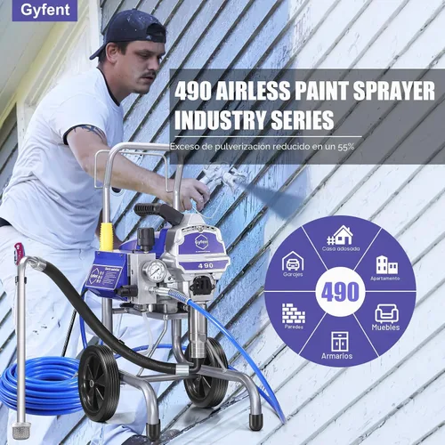 Miniatura 4 de 490 Pulverizador de Pintura Sin Aire, Pulverizador de Pintura de 0.60GPM para Interior del Hogar 3300psi 1300W Pulverizador Sin Aire de Alta
