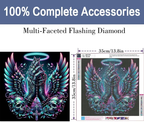 Miniatura 2 de ijbnhd Kits de Arte de Diamantes de Mano de Ángel para Adultos, Kit de Pintura de Diamantes de Alas de Ángel para Principiantes, Kit de Arte