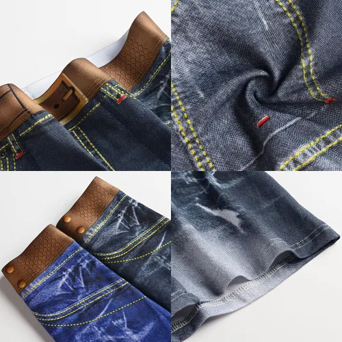 Miniatura 5 de Golirsteca Calzoncillos tipo bóxer de algodón con estampado de mezclilla 3D para hombre, ropa