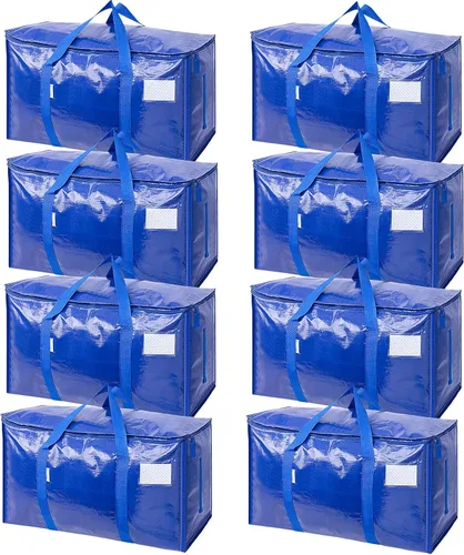 Miniatura 18 de TICONN Paquete de 2 bolsas de mudanza extra grandes resistentes con cremalleras y asas de transporte, bolsas de almacenamiento duraderas