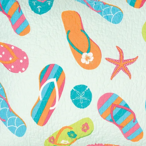 Miniatura 4 de C&F Home Flip Flop Life - Juego de edredón de 2 piezas, 100% algodón, tamaño individual, para uso diario, costero, tropical, playa, casa