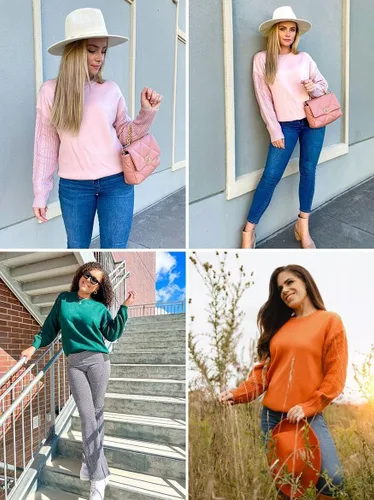 Miniatura 6 de ZESICA Women's 2024 Fall Long Sleeve Crew Neck Solid Color Cable Knit Chunky Casual Oversized Pullover Sweater Tops