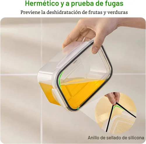 Miniatura 4 de Freshmage Contenedores de almacenamiento de frutas para refrigerador con colador extraíble, recipiente hermético para almacenamiento de alimentos
