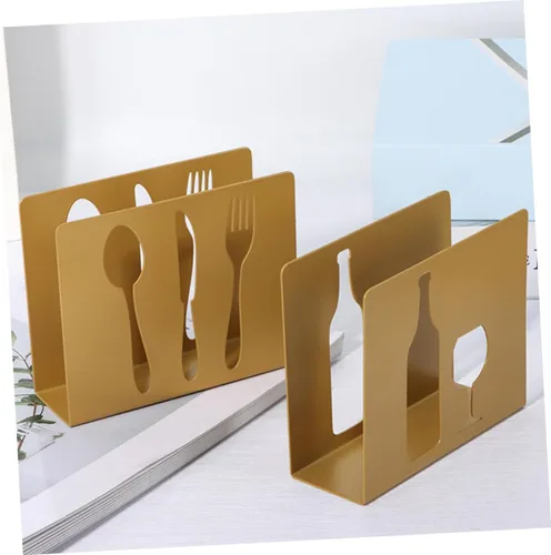 Miniatura 4 de Metal Upright Napkin Holder Stand, Square Hollow Cutout Design with Fork and Knife Ornament, Modern Style Tissue Storage for Restaurant and Home