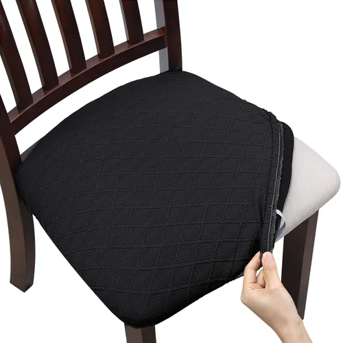 Miniatura 27 de Fuloon Fundas Elásticas para Cojines de Asiento 6 Piezas, Fundas Lavables para Asientos de Sillas, Fundas para Sillas de Comedor para Hotel