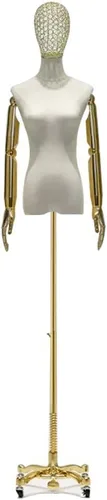 Miniatura 11 de Maniquí de forma de vestido femenino con ruedas universales, cuerpo de modelo, torso con brazos y cabeza desmontables para ferias de manualidades