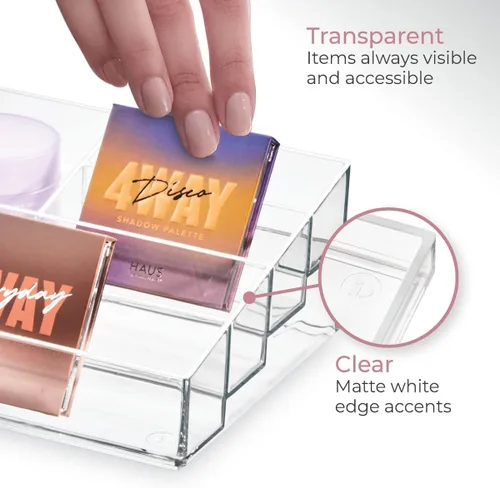 Miniatura 5 de iDesign The Sarah Tanno Collection - Organizador de cosméticos y esmaltes de uñas de plástico, 5 compartimentos, transparente