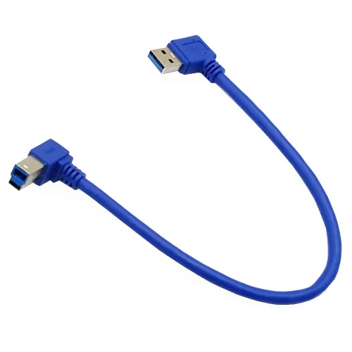 Seadream Cable de impresora USB3.0 en ángulo; 1 pie/11.8 in SuperSpeed USB 3.0 A enchufe macho de 90 grados en ángulo izquierdo a USB 3.0 B macho en