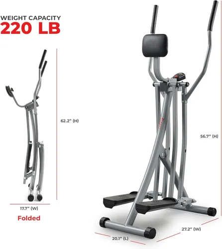 Miniatura 6 de Sunny Health & Fitness Foldable Air Walk Elliptical, 30" inch Long Stride Glide Exercise Full-Body Cardio Cross Smart Trainer for Home Office