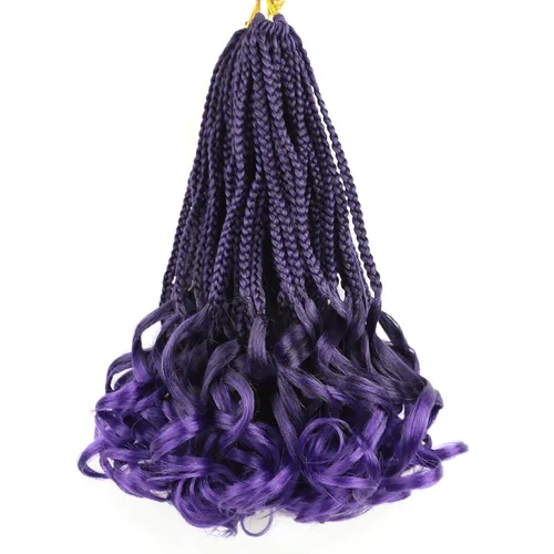 Miniatura 29 de Trenzas de ganchillo rizado francés T33, cabello pre-anillado 10 pulgadas, trenzas cortas rizadas francesas con extremos rizados, trenzas box