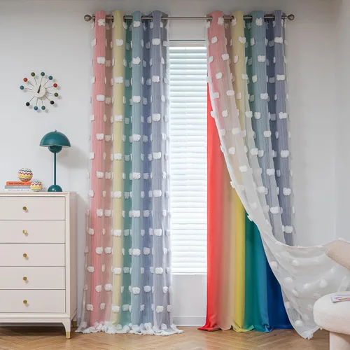 Miniatura 26 de Mysky Home Cortinas de doble capa, dormitorio, traslúcidas, opacas, habitación de niños, comedor, guardería, ojales, oscurecer la habitación, 52 x