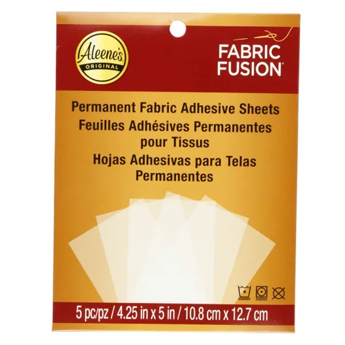 Aleene's Hojas adhesivas de fusión de tela, 5 unidades, despegar y pegar, hojas de pegamento de tela permanentes y lavables para manualidades