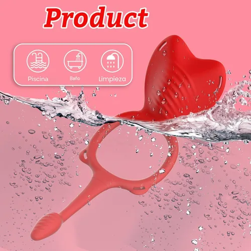 Miniatura 4 de Juguetes sexuales para parejas, vibrador portátil - bragas vibradoras con control remoto BDSM con 9 modos de vibración, anillo de pene con tapón Rojo