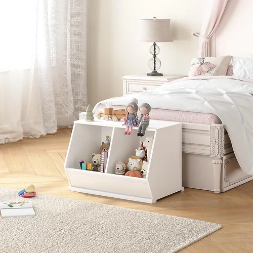 Miniatura 4 de UTEX Armario apilable de almacenamiento de juguetes, organizador de cubos de madera, estante blanco para sala de juegos, dormitorio, sala de estar