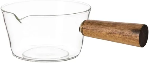 UPKOCH Taza de leche de café, cacerola de vidrio, olla para cocina, cacerola transparente con asa, vidrio de borosilicato, antiadherente, calentador