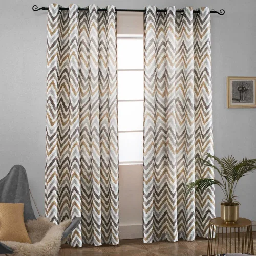 Miniatura 9 de Melodieux - Cortinas con ojales para ventana estilo Chevron para sala de estar, 52 x 96 pulgadas, color azul (1 panel)