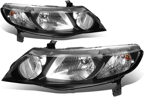 Miniatura 5 de DNA MOTORING Conjunto de faros delanteros compatible con Honda Civic 33101SNAA02, 33151SNAA02, HO2503125, HO2503125, HO2502125, negro/ámbar