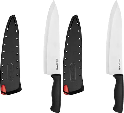 Miniatura 12 de Farberware Edgekeeper – Cuchillo de carnicero de 15 cm con cubierta autoafilable, cuchillo de cocina de acero inoxidable de alto carbono con mango