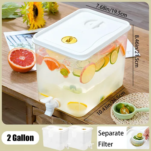 Miniatura 4 de Dispensador de bebidas para refrigerador, dispensador de bebidas de plástico con espita, recipiente de jugo sellado con pantalla de filtro, jarra