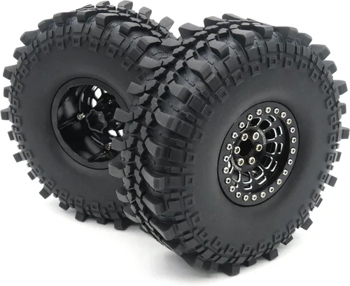 Miniatura 7 de HOBBYSOUL RC - Ruedas de metal 2.2 de compensación negativa de 0.394 pulgadas, llantas negras y neumáticos 2.2 de altura de 5.7 pulgadas/5.709 in